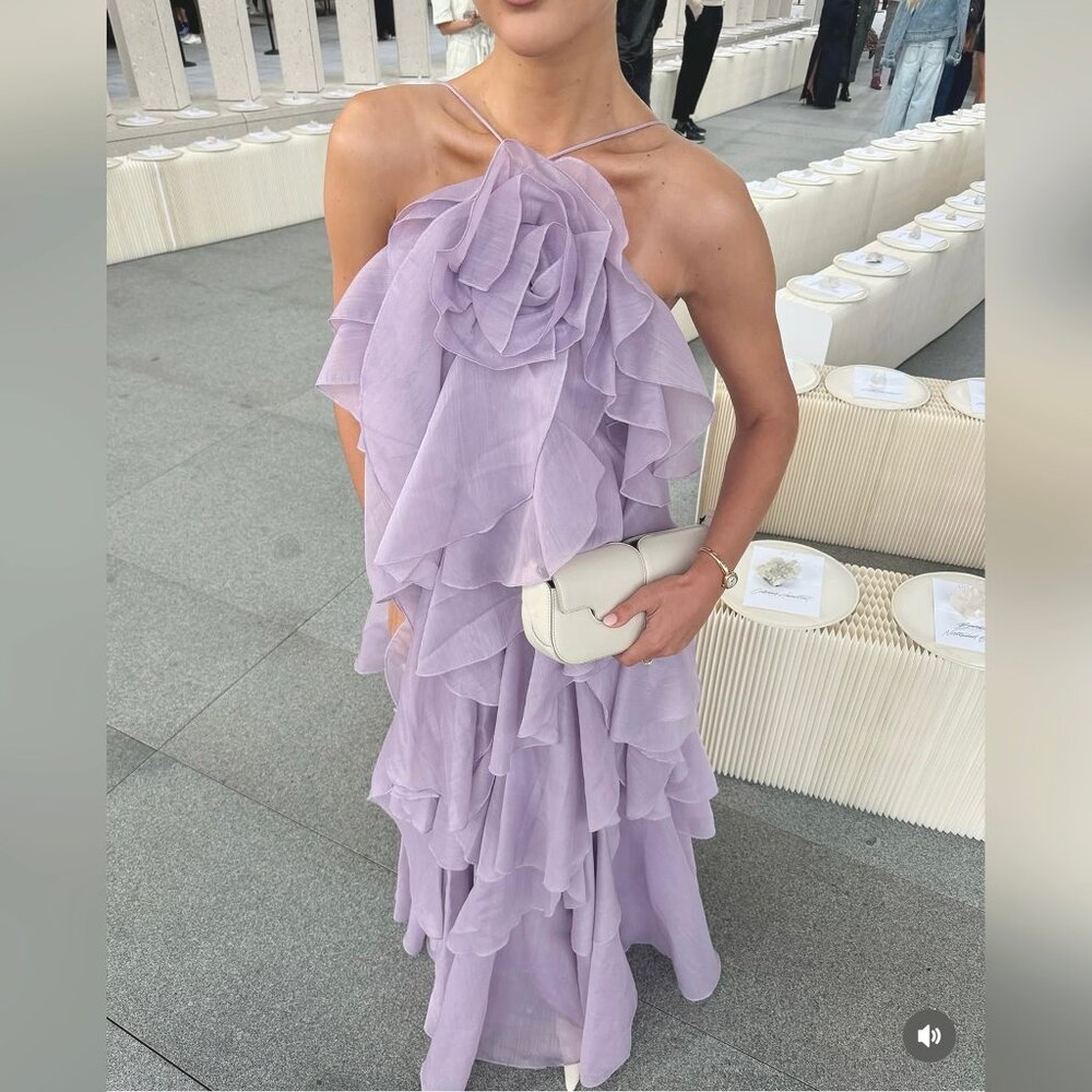 AJE. Pandorea appliquéd ruffled organza gown